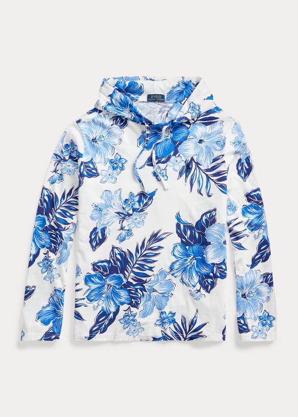 Polo Ralph Lauren Floral Cotton Hooded T Shirt Herre Danmark (HUOTP4230)